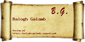 Balogh Galamb névjegykártya